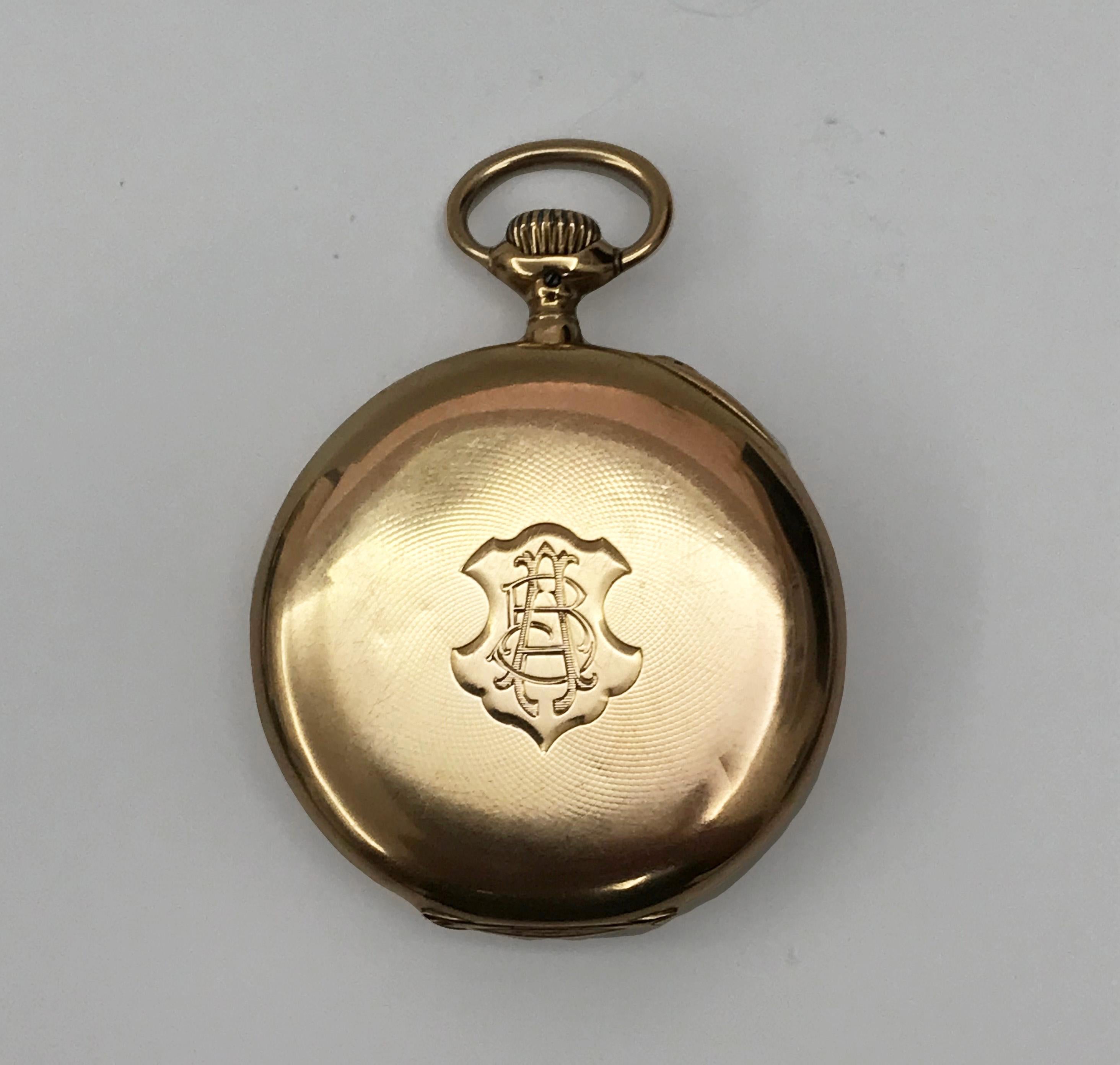  IWC International Watch & Co pocket watch in 18 karat gold. 1910s Swiss Made 4