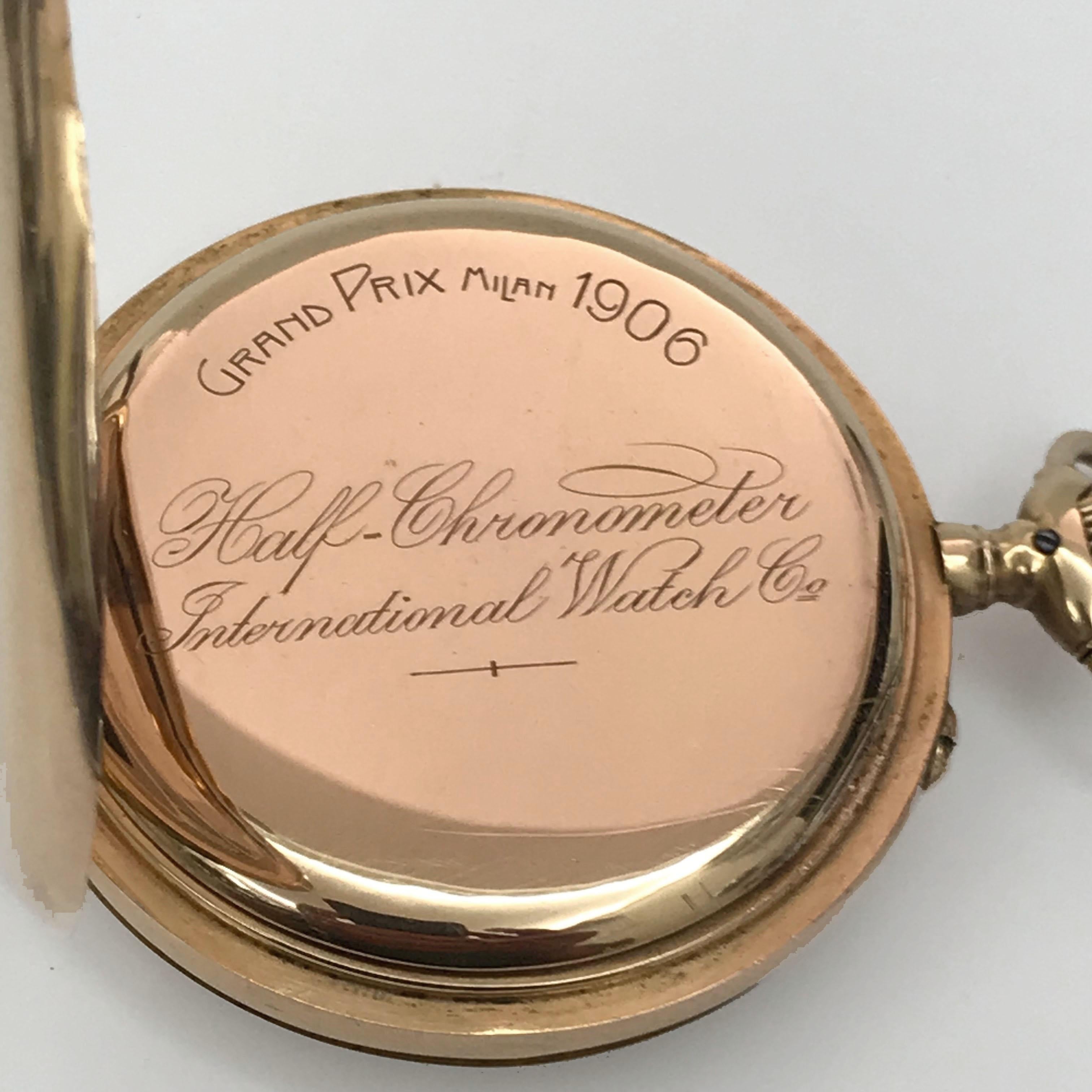  IWC International Watch & Co pocket watch in 18 karat gold. 1910s Swiss Made 5