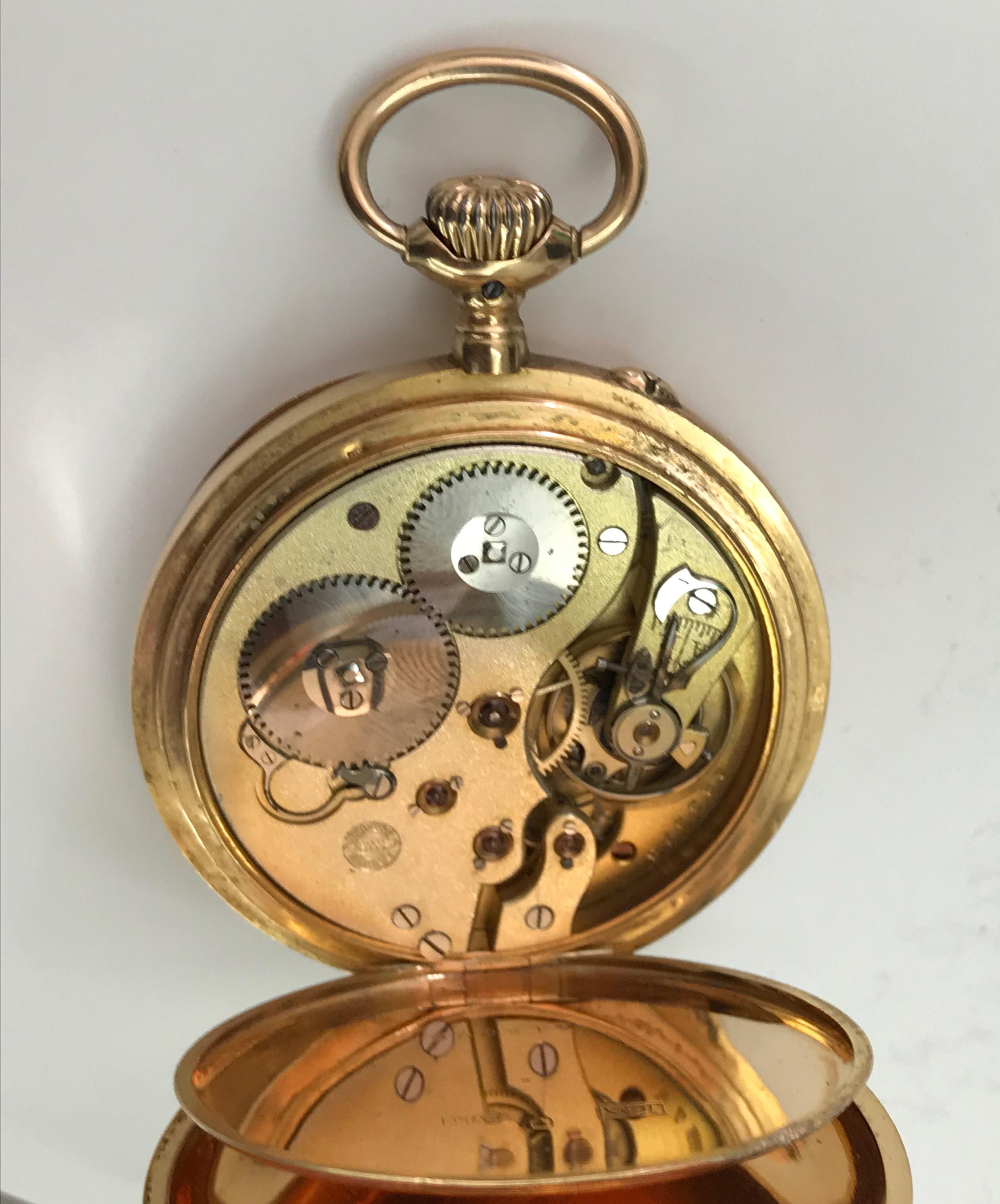  IWC International Watch & Co pocket watch in 18 karat gold. 1910s Swiss Made 9