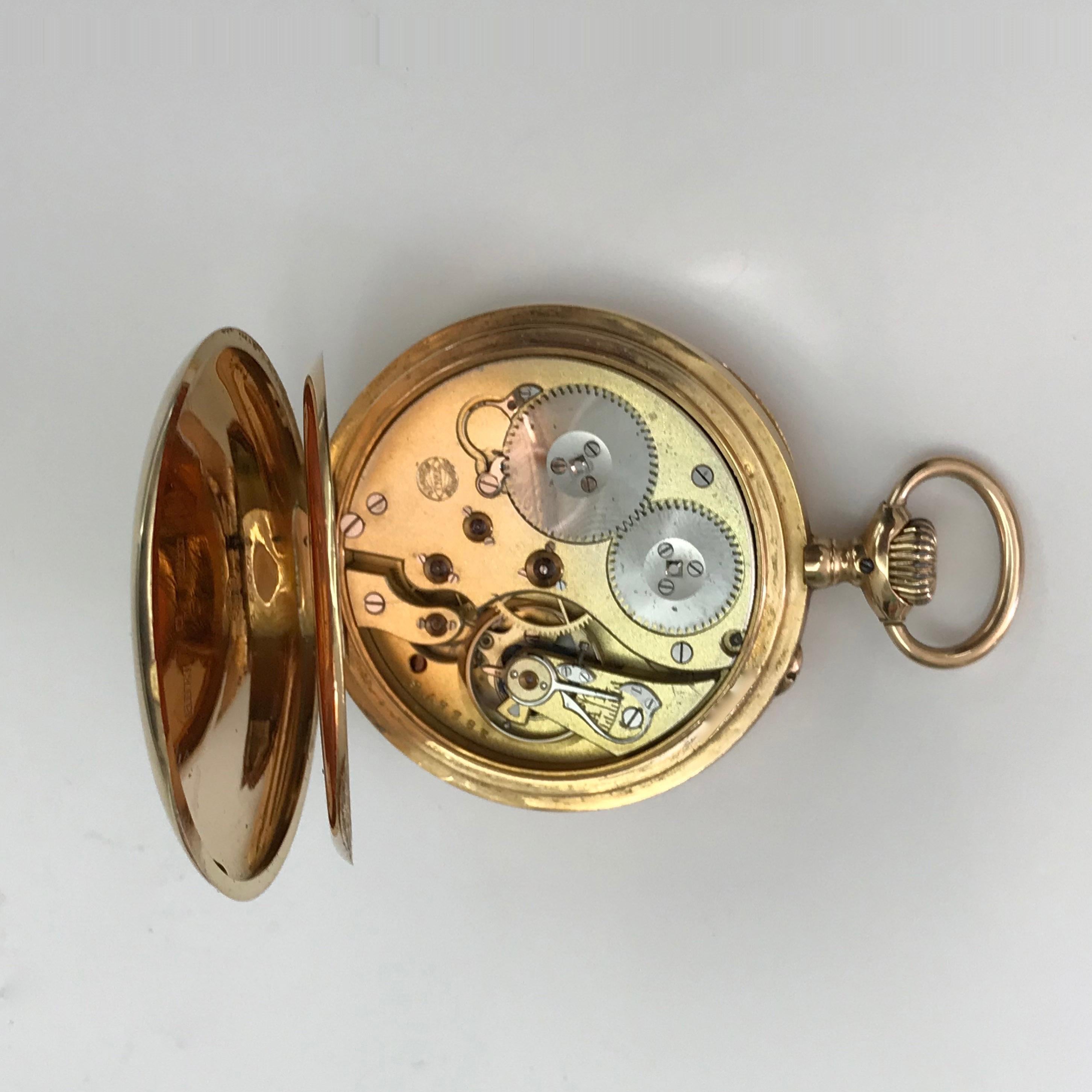  IWC International Watch & Co pocket watch in 18 karat gold. 1910s Swiss Made 10