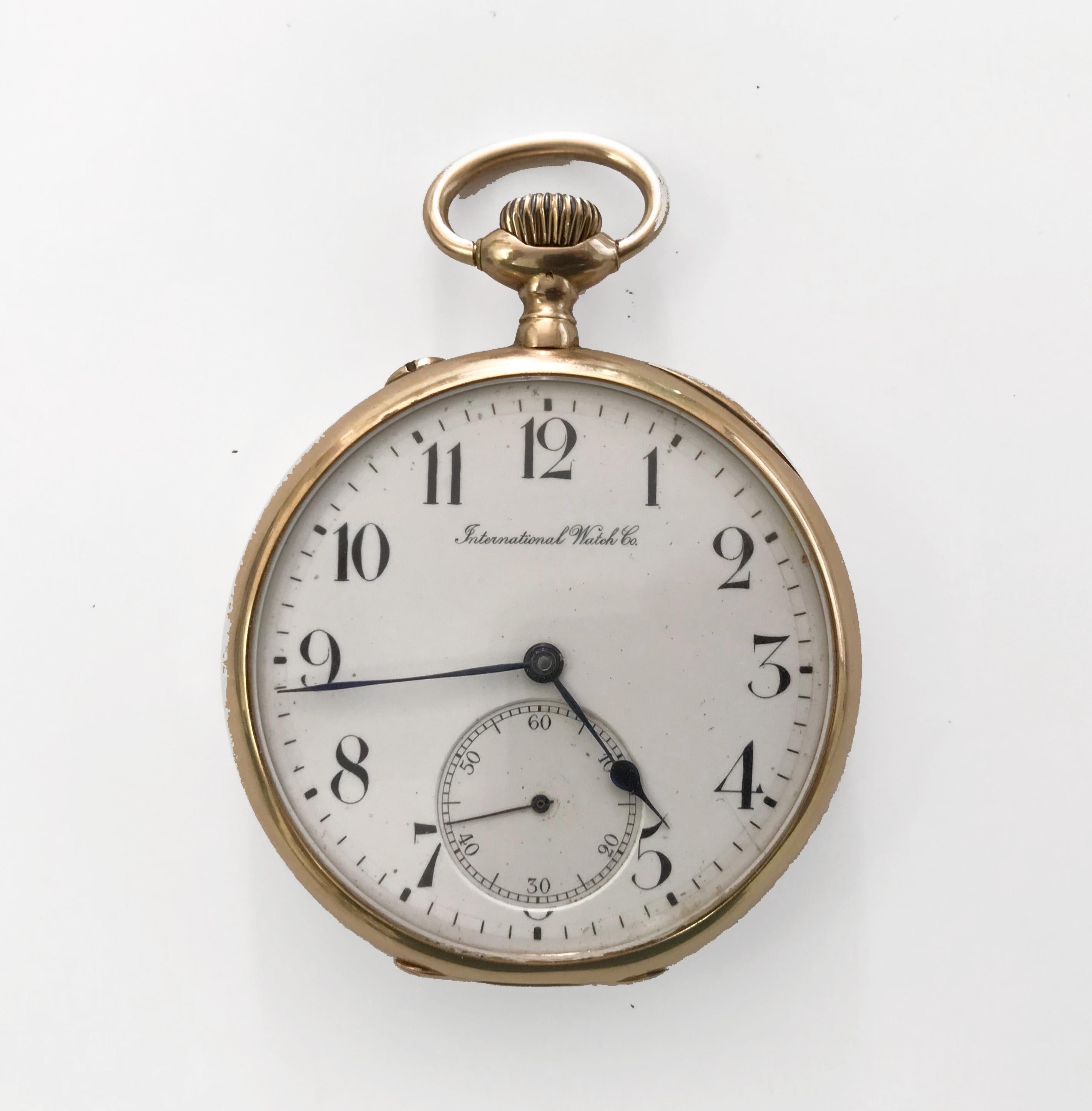  IWC International Watch & Co pocket watch in 18 karat gold. 1910s Swiss Made 11