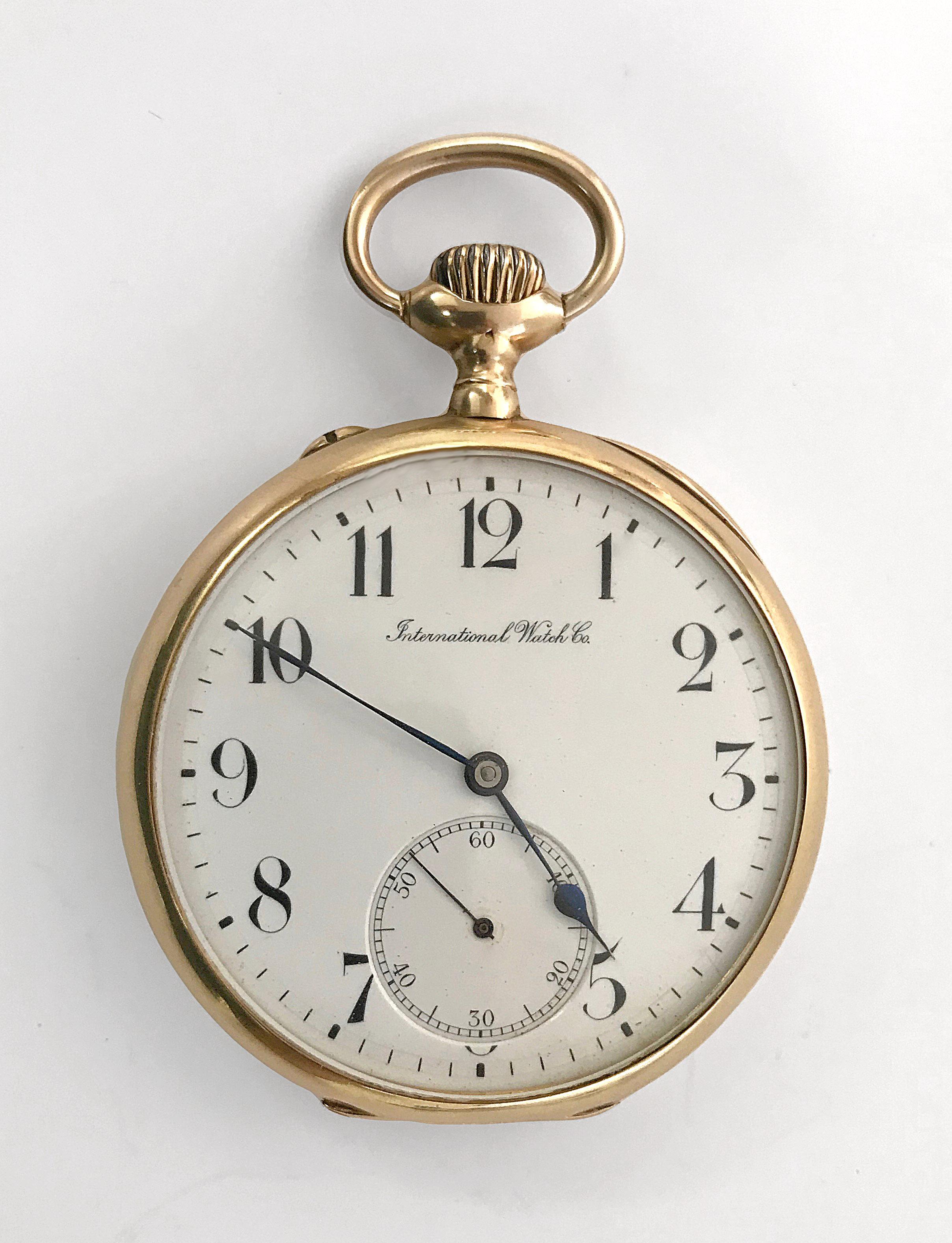  IWC International Watch & Co pocket watch in 18 karat gold. 1910s Swiss Made 12