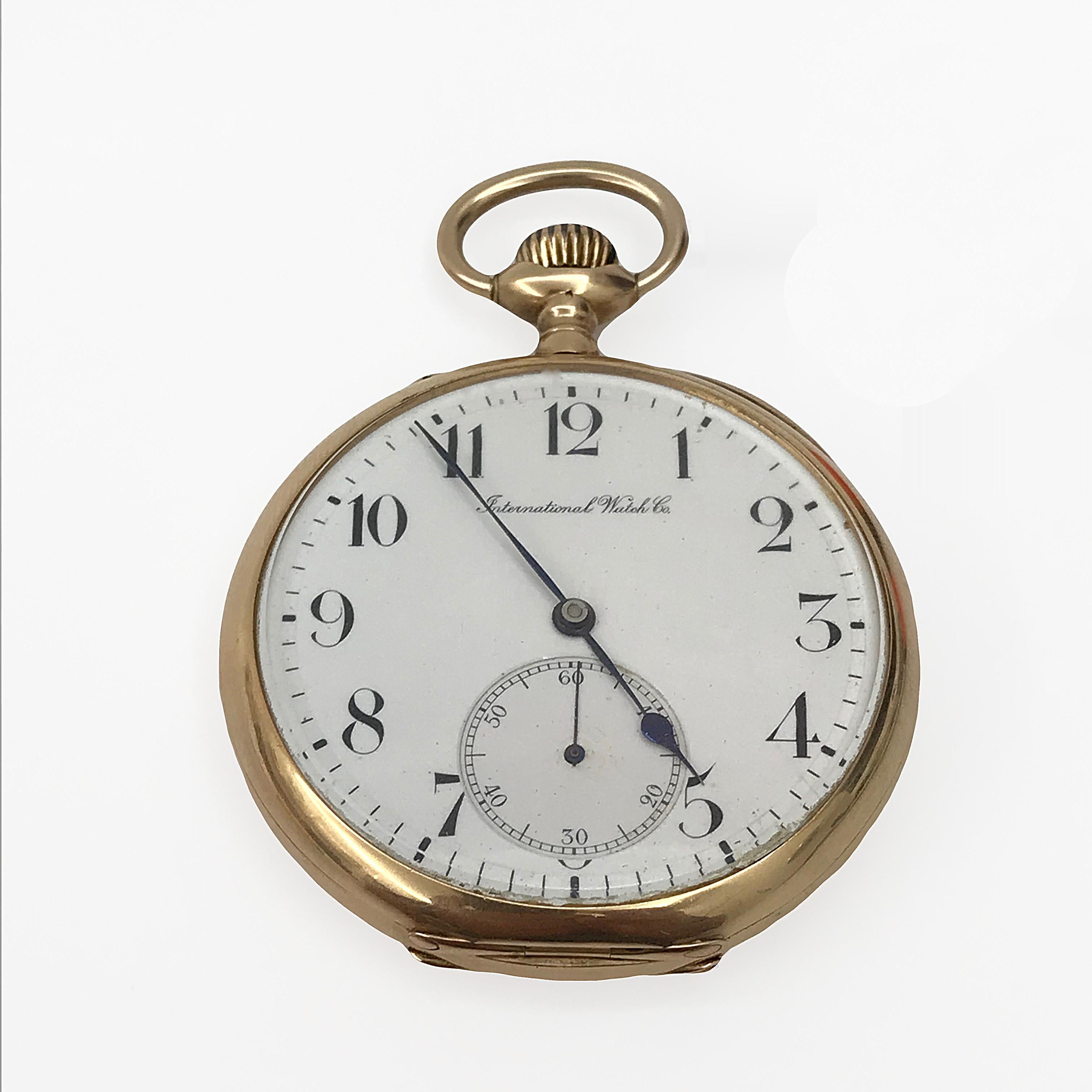  IWC International Watch & Co pocket watch in 18 karat gold. 1910s Swiss Made 13