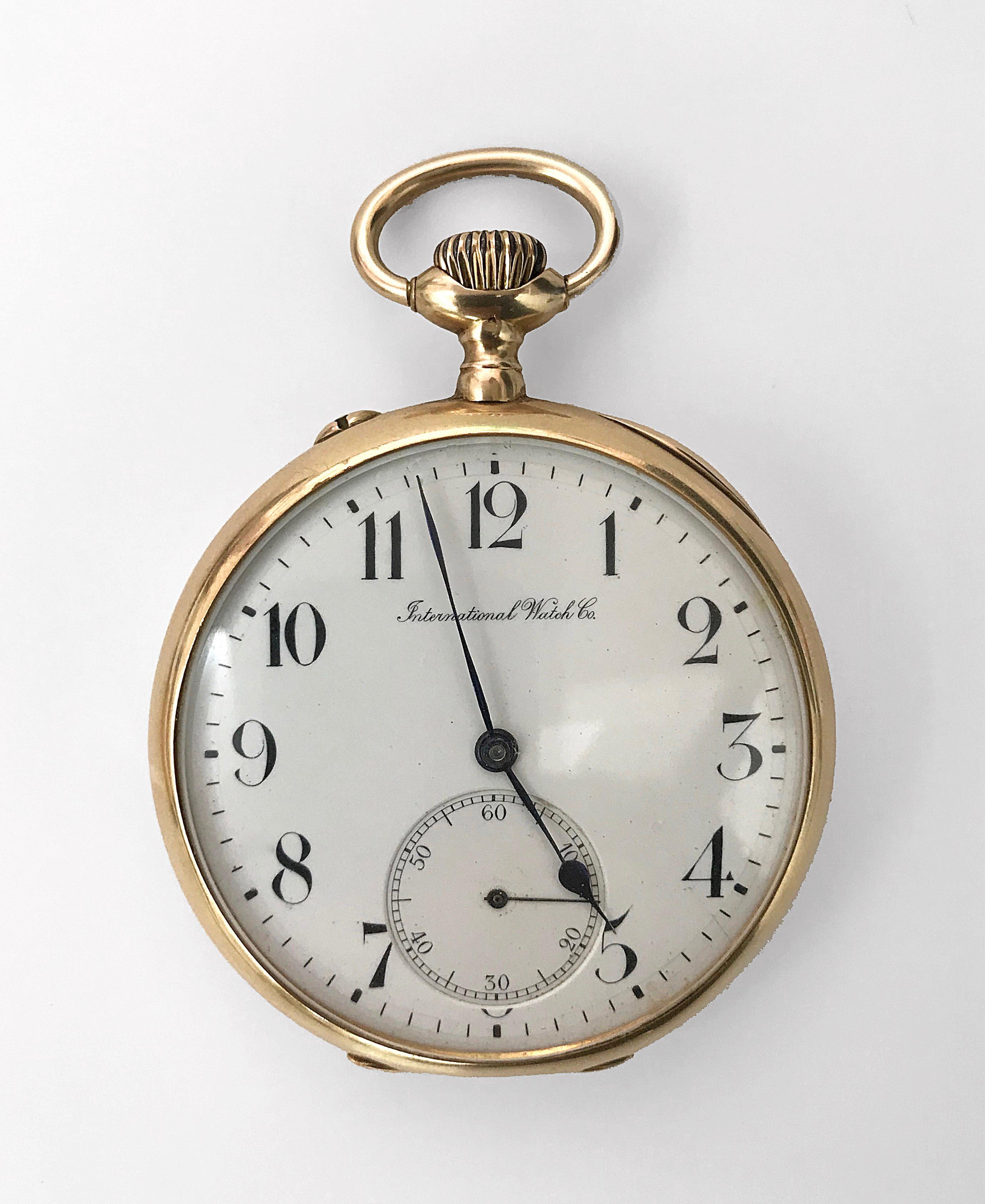  IWC International Watch & Co pocket watch in 18 karat gold. 1910s Swiss Made 14