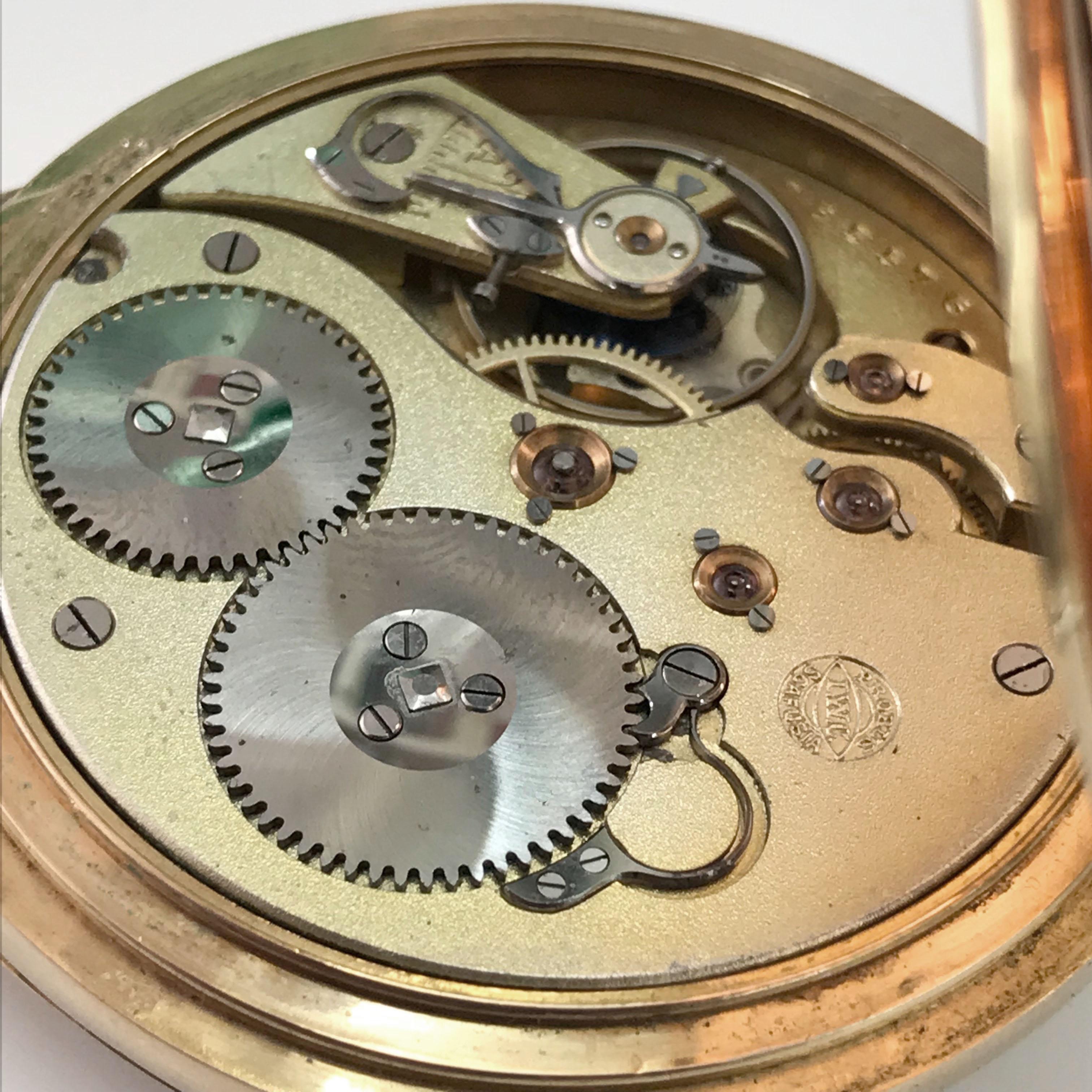 20th Century  IWC International Watch & Co pocket watch in 18 karat gold. 1910s Swiss Made