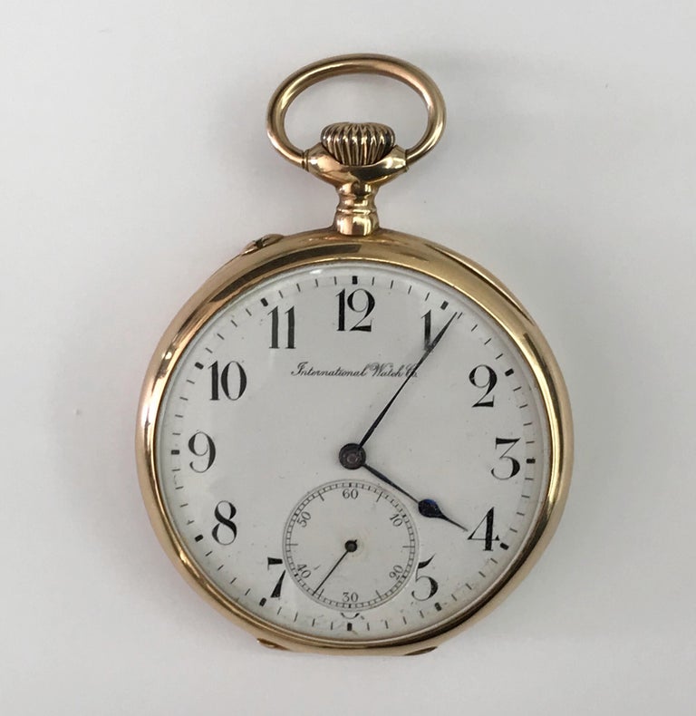 IWC International Watch and Co pocket watch in 18 karat gold. 1910s