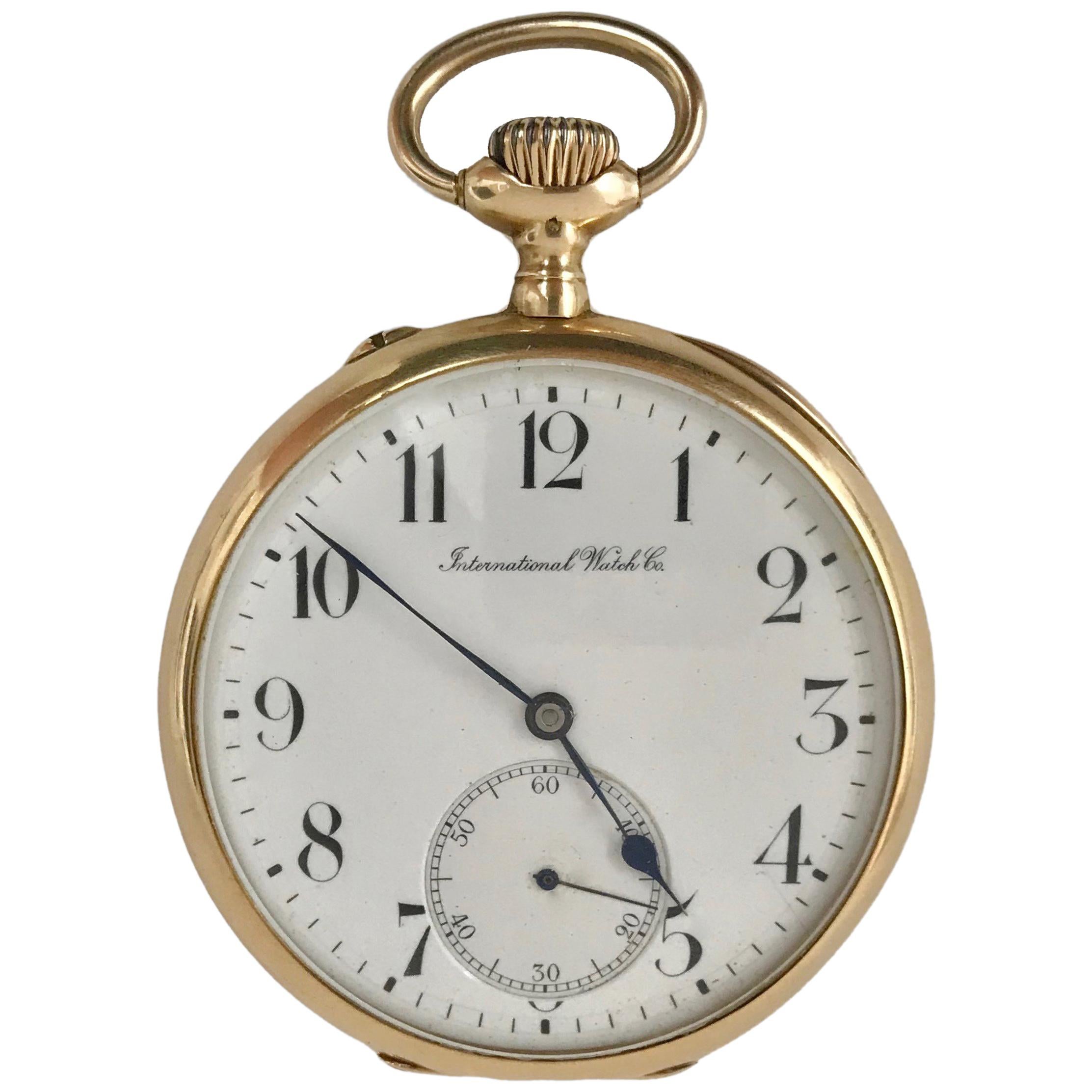  IWC International Watch & Co pocket watch in 18 karat gold. 1910s Swiss Made