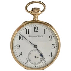 Vintage  IWC International Watch & Co pocket watch in 18 karat gold. 1910s Swiss Made