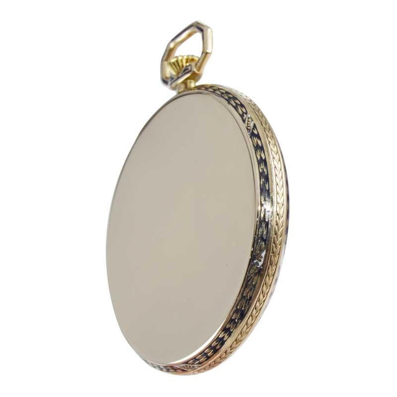 I.W.C. International Watch Company Art Deco Offene facettierte Taschenuhr, ca. 1930er Jahre im Zustand „Hervorragend“ im Angebot in Long Beach, CA
