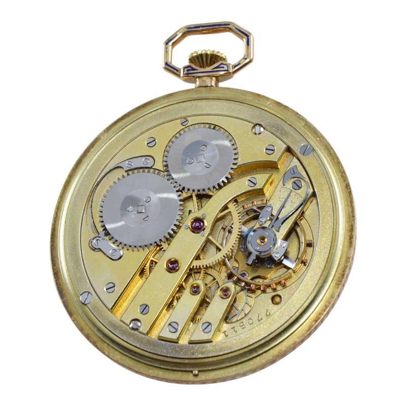 I.W.C. International Watch Company Art Deco Open Faced Pocket Watch, circa 1930s For Sale 1