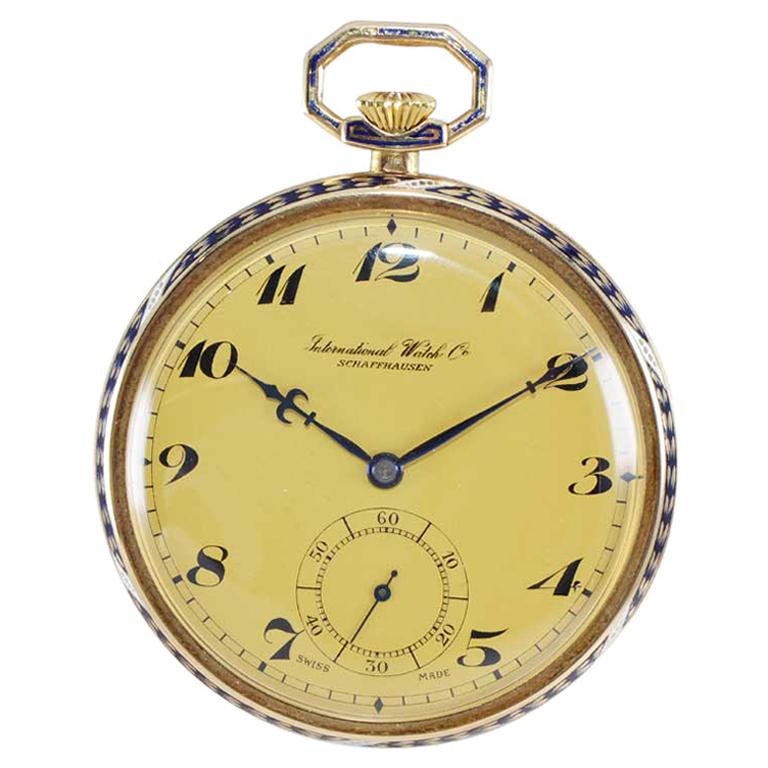 I.W.C. International Watch Company Art Deco Open Faced Pocket Watch, circa 1930s For Sale