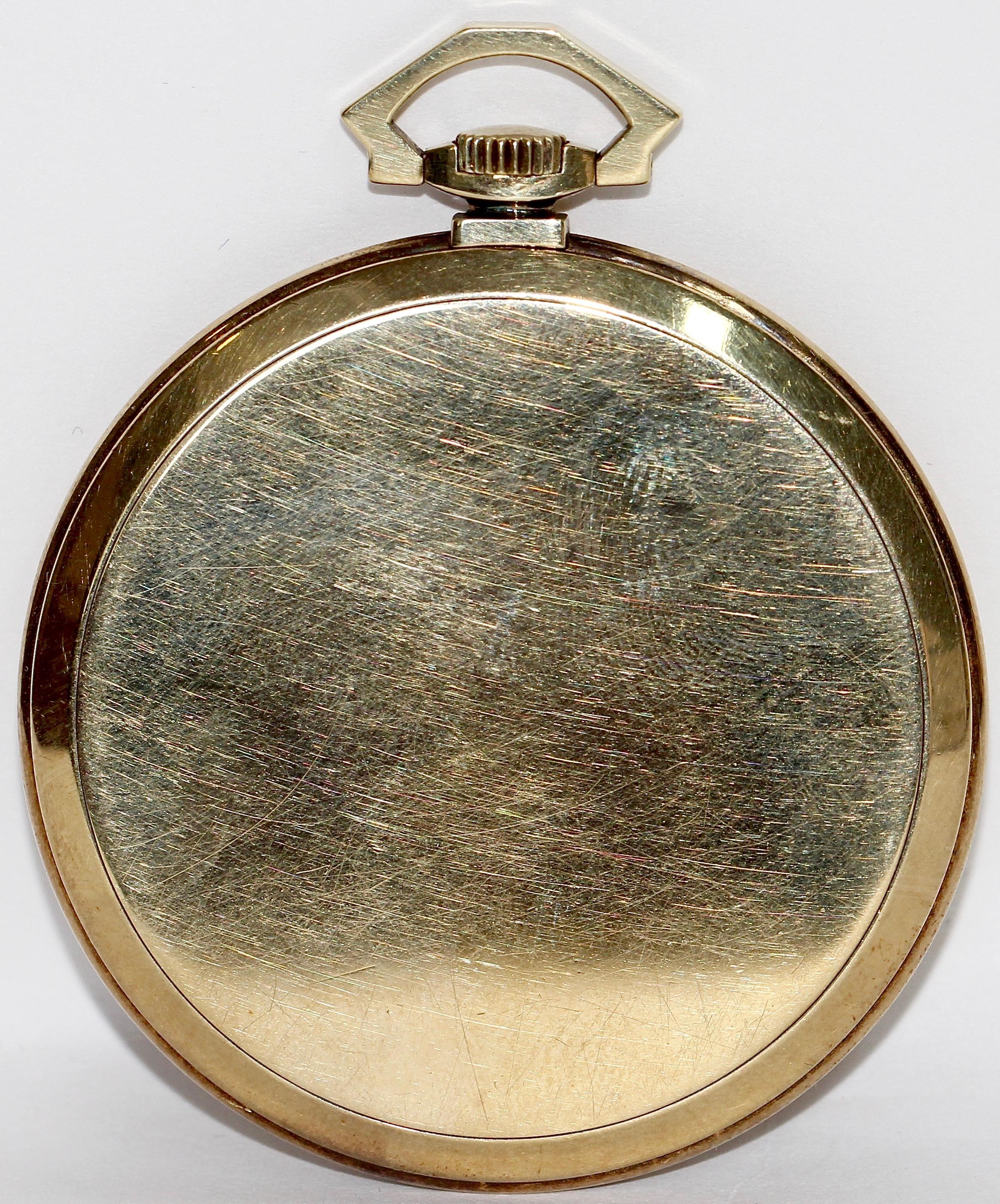 Beautiful IWC Art Deco pocket watch in 14k gold.

Diameter is without crown and eyelet.