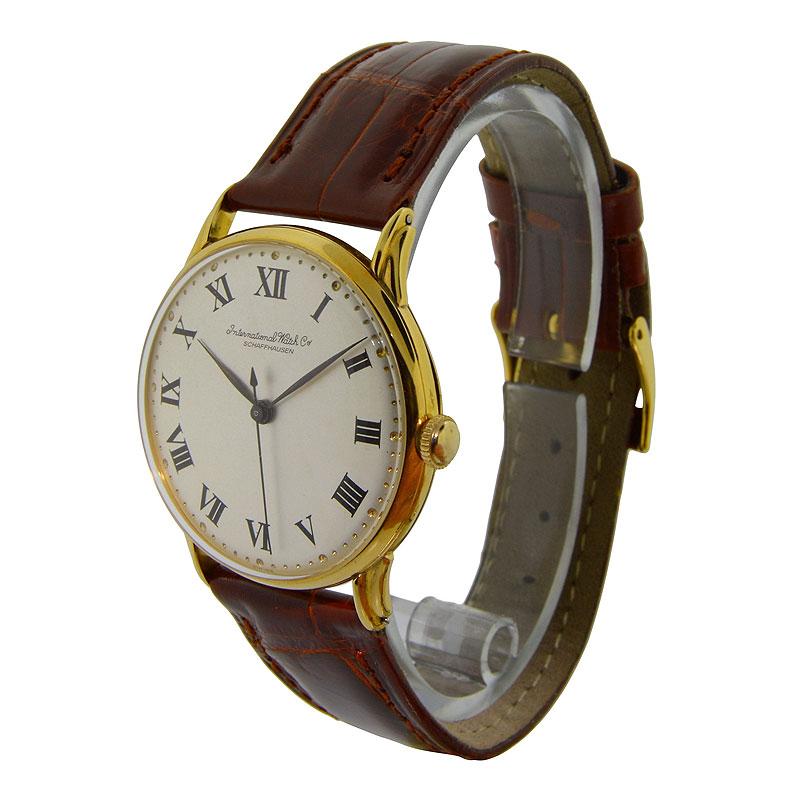 Art Deco IWC International Watch Company Yellow Gold Manual Watch, circa 1950s