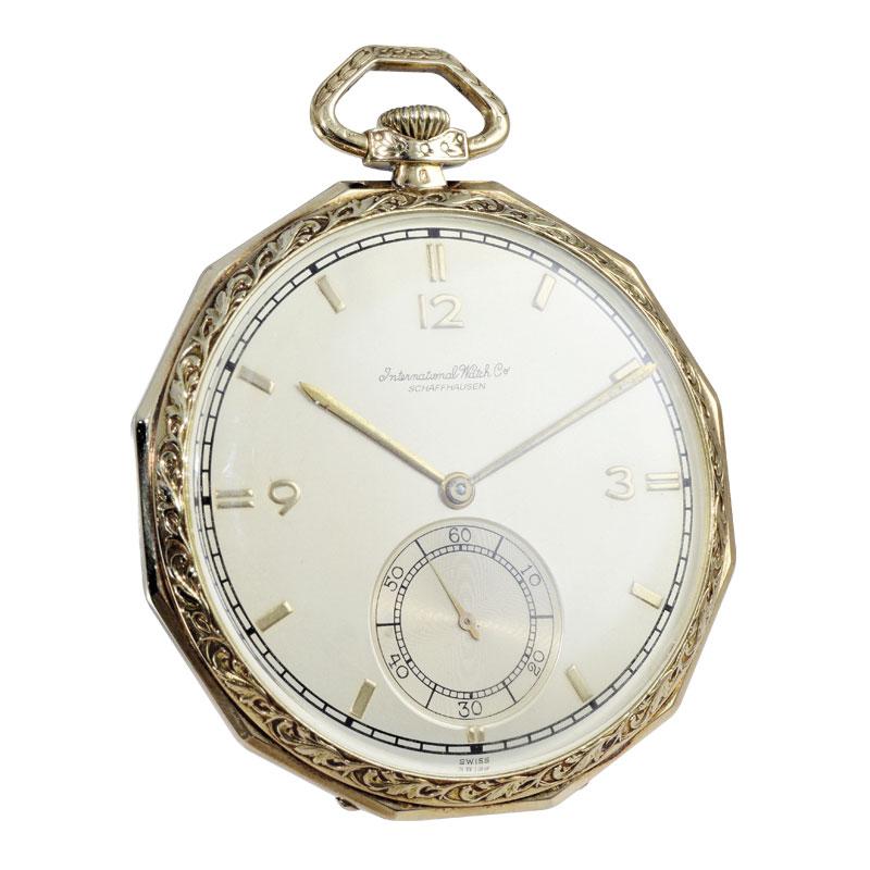I.W.C International Watch Company Gelbgold-Taschenuhr, 1930er Jahre (Art déco) im Angebot