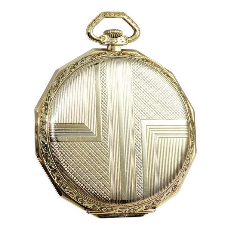 I.W.C International Watch Company Yellow Gold Pocket Watch, 1930s In Excellent Condition For Sale In Long Beach, CA