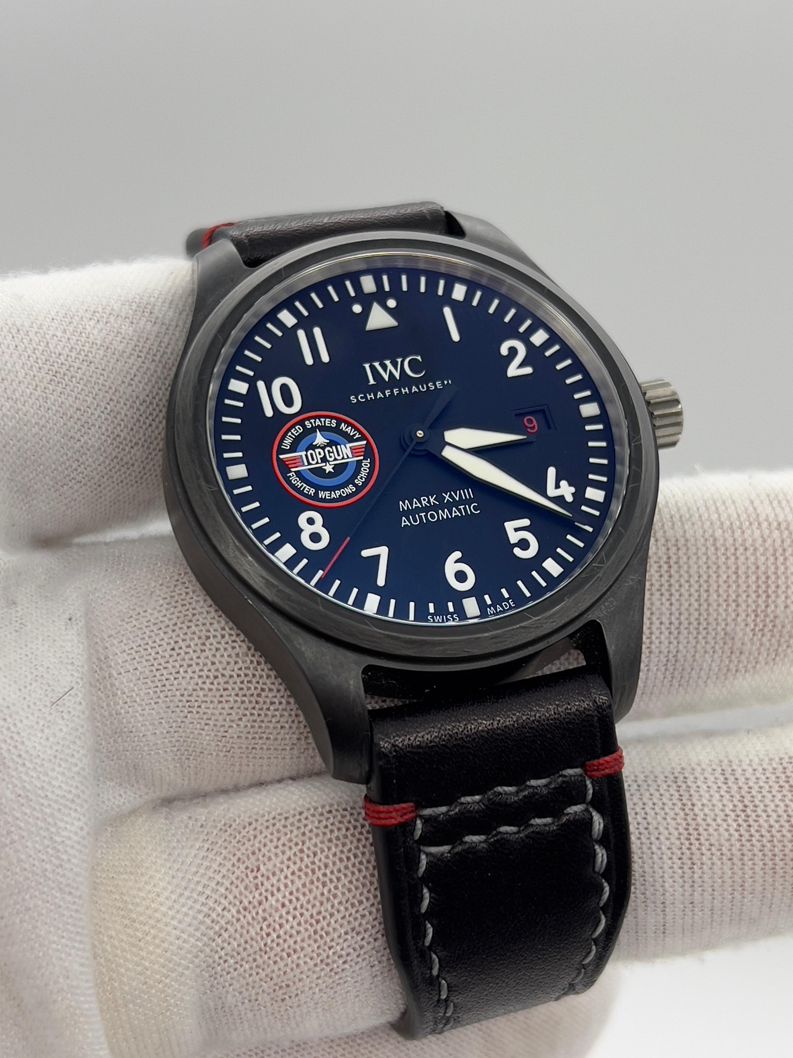 IWC IW324712 Pilots Mark XVIII Top Gun SFTI Black Ceramic 41mm Box Paper 2022 In Excellent Condition For Sale In San Diego, CA