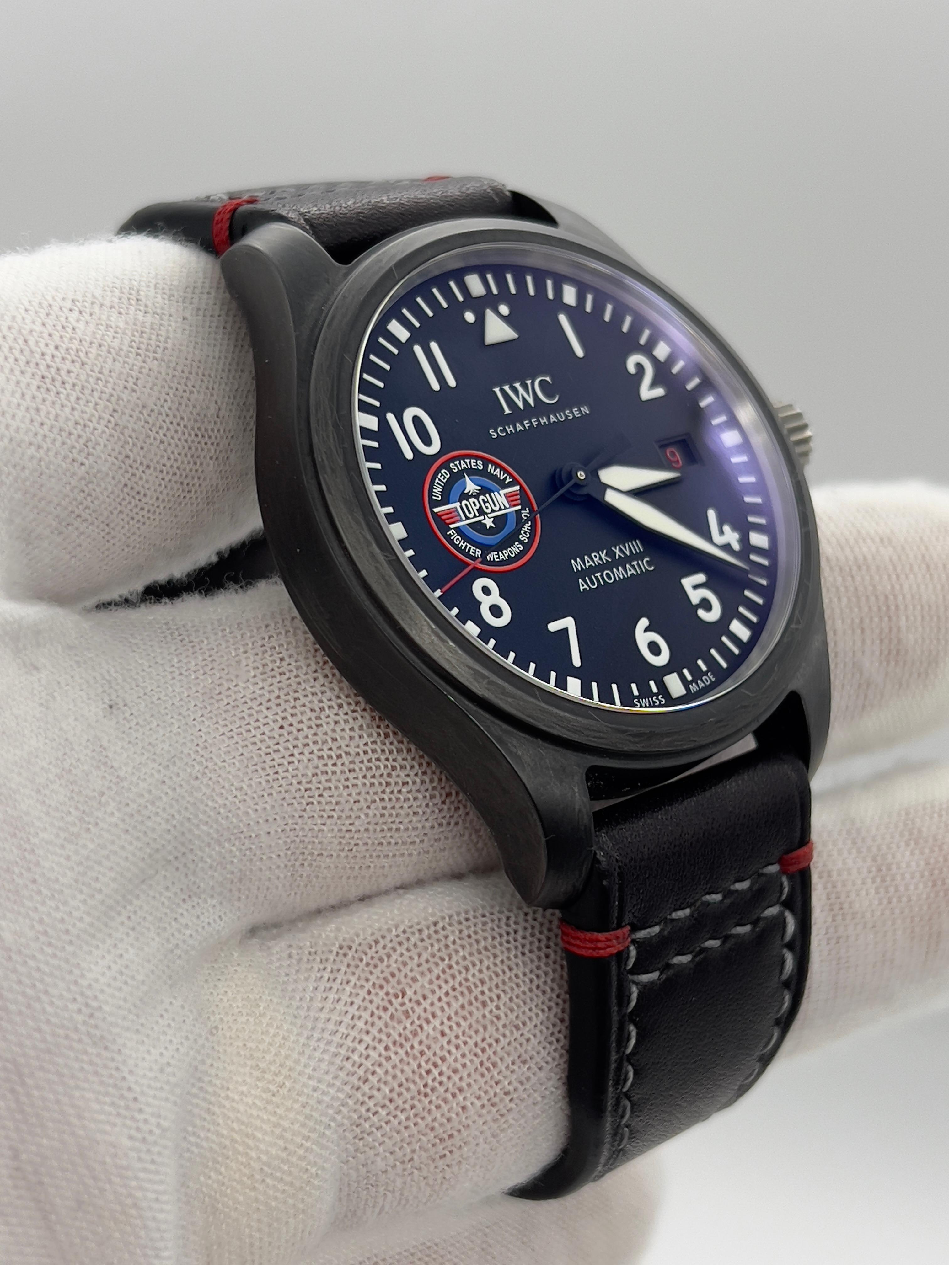 Men's IWC IW324712 Pilots Mark XVIII Top Gun SFTI Black Ceramic 41mm Box Paper 2022 For Sale