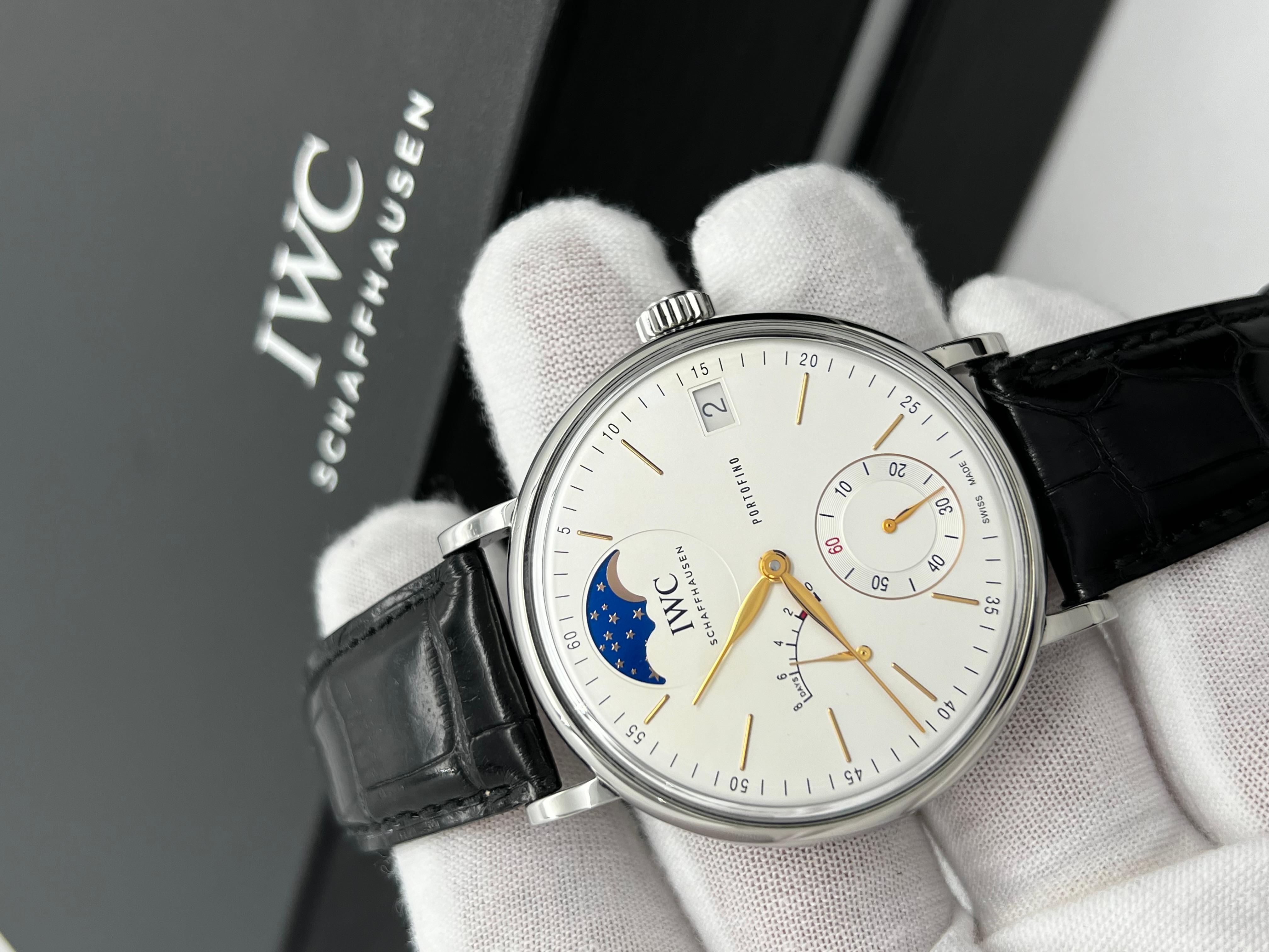IWC IW516401 Portofino Hand-Wound Moon Phase 45mm Stainless Steel Box Paper 1