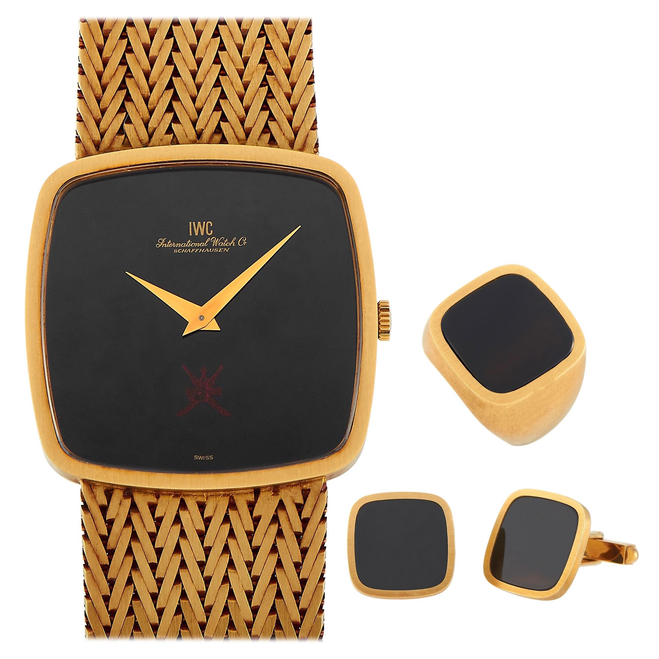 IWC Khanjar 18K Yellow Gold Watch, Ring and Cufflinks Set