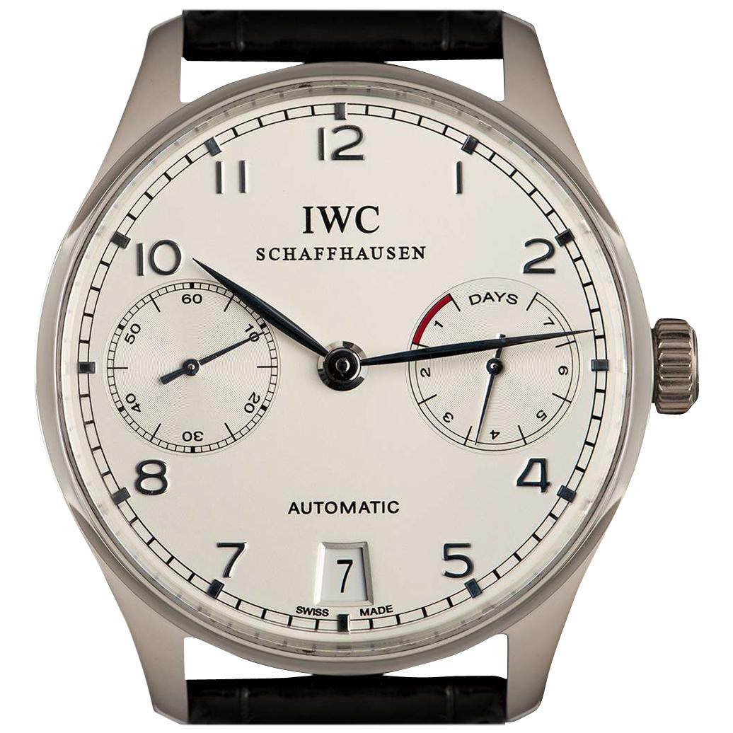 IWC Ltd. Edition Portuguese 7 Day Power Reserve Platinum Silver Dial IW500104