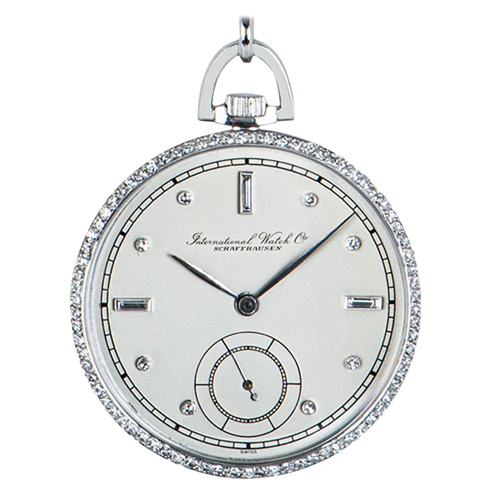 IWC Open Face Pocket Watch Platinum Diamond Set