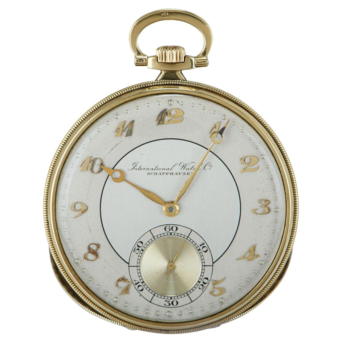 IWC Open Face Pocket Watch Yellow Gold For Sale