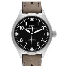 IWC Pilot Midsize Black Dial Grey Strap Steel Unisex Watch IW325601