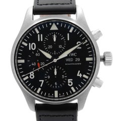 IWC Pilot Steel Chronograph Black Dial Mens Automatic Watch IW377709
