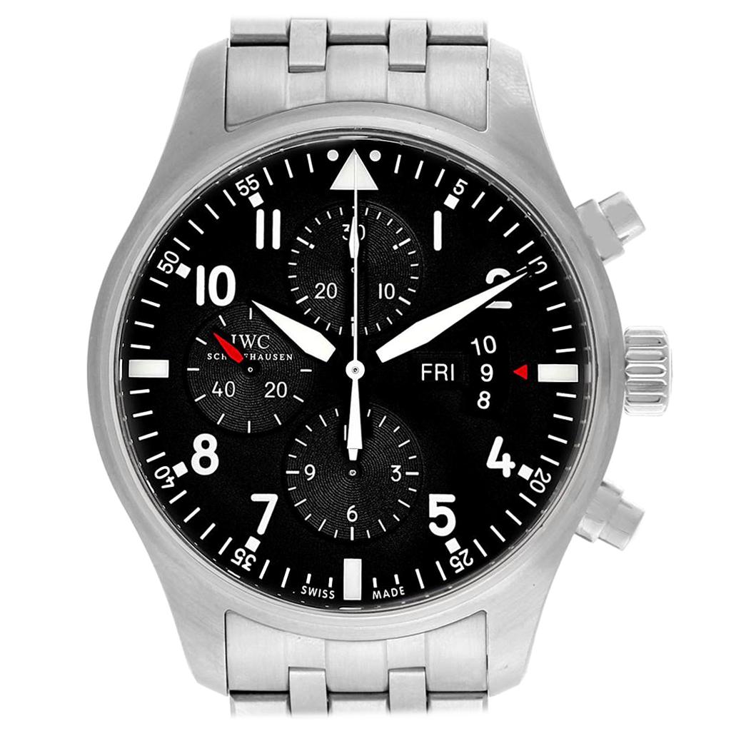 IWC Pilot Black Dial Chronograph Men's Watch IW377704 Papers