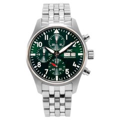 IWC Pilot Chronograph 41MM IW388104 Day Date Green Dial Steel Automatic Watch