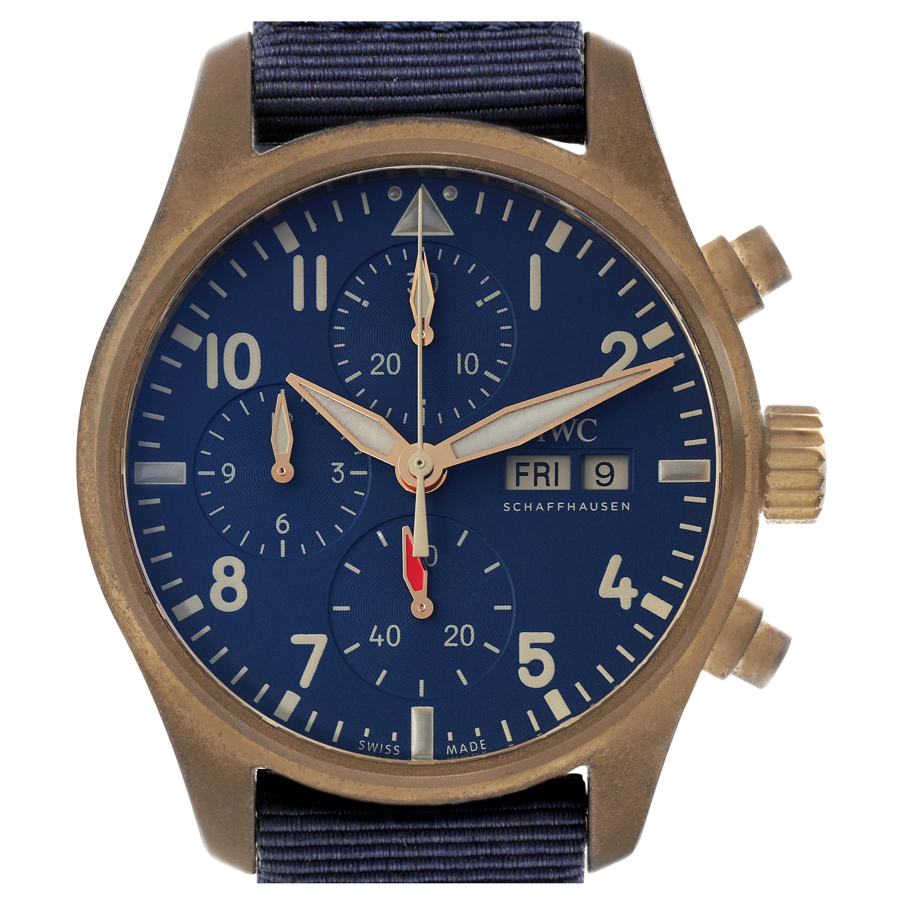 IWC Pilot Chronograph Blue Dial Mens Watch IW388109 Box Card For Sale