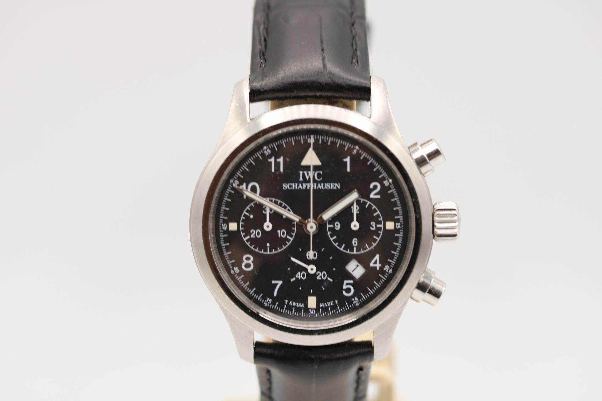  IWC Pilot Chronograph IW3741 Box and Papers 1997  In Excellent Condition For Sale In London, GB