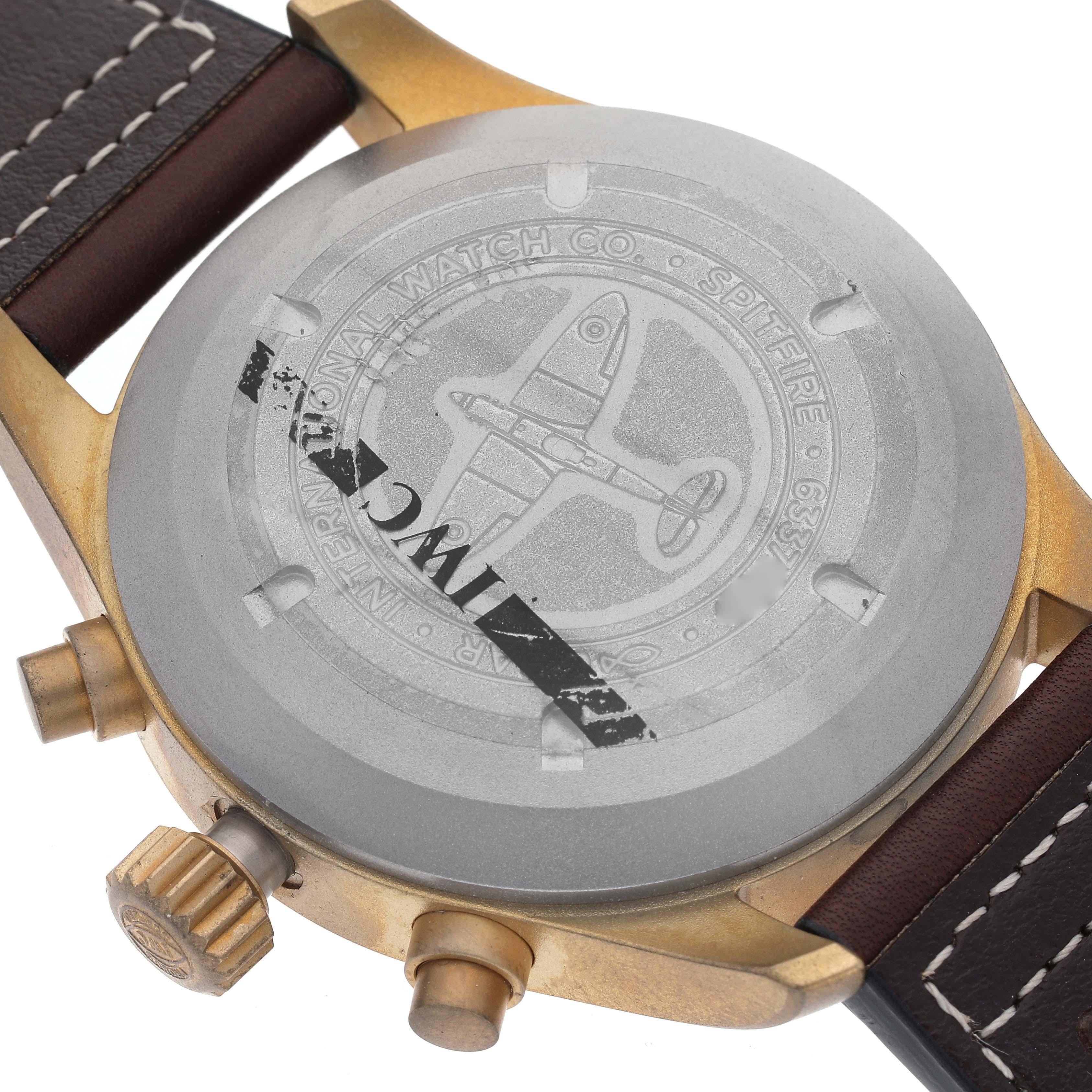 IWC Pilot Chronograph Spitfire Bronze Mens Watch IW387902 Unworn In Excellent Condition For Sale In Atlanta, GA