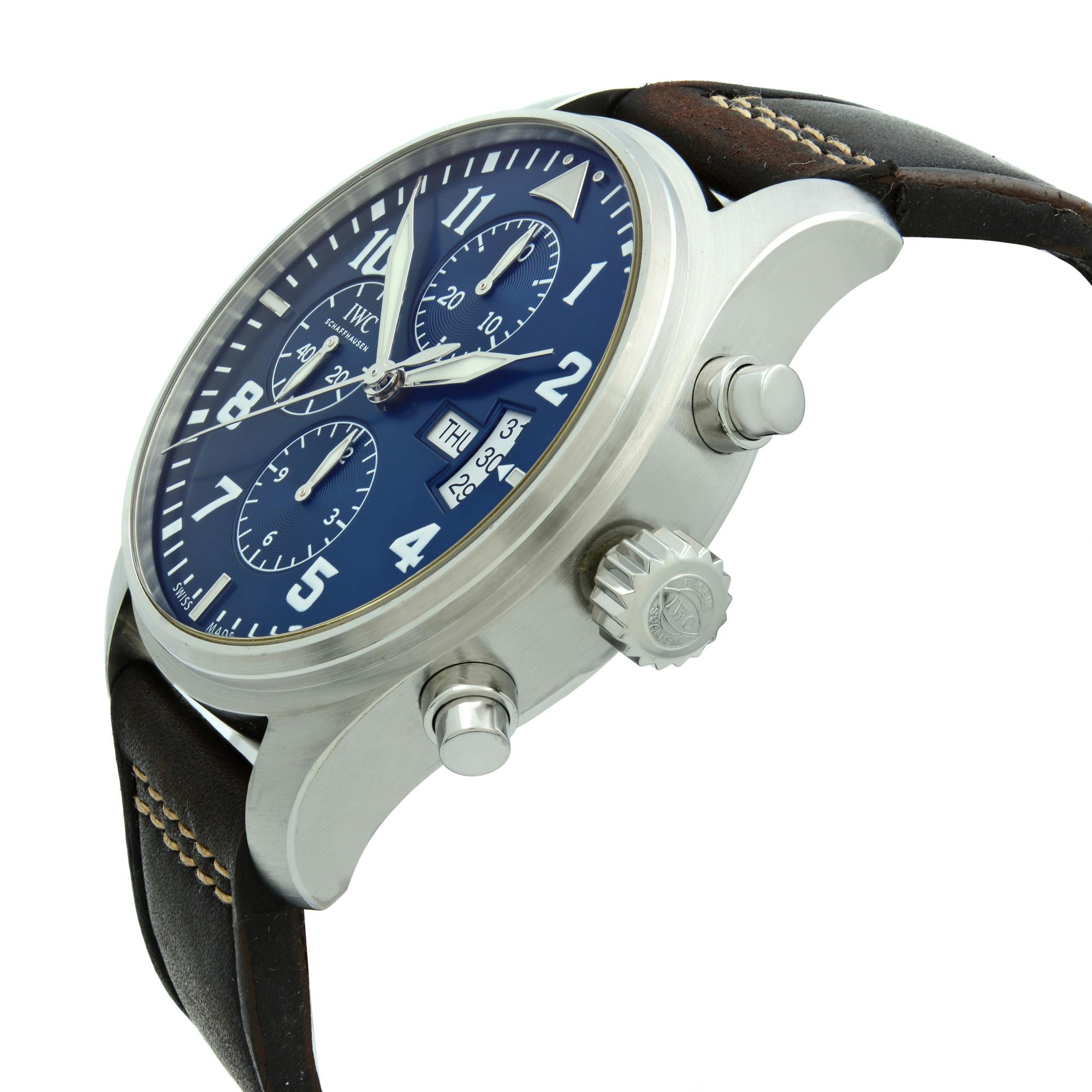 IWC Pilot Chronograph Steel Midnight Blue Arabic Dial Men's Watch IW377714 1