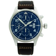 Used IWC Pilot Chronograph Steel Midnight Blue Arabic Dial Men's Watch IW377714