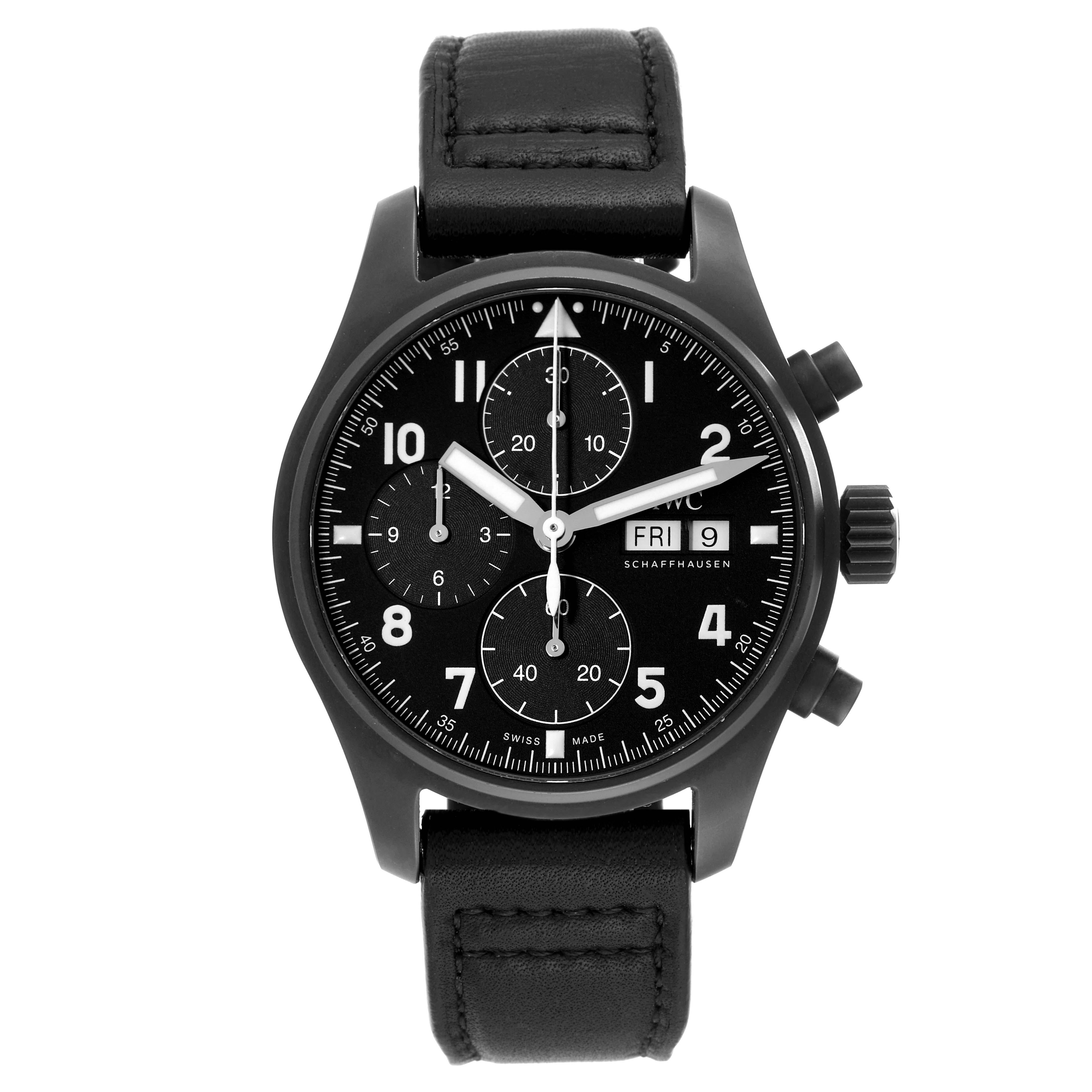 IWC Pilot Chronograph Tribute to 3705 Limited Edition Ceratanium Mens Watch In Excellent Condition In Atlanta, GA