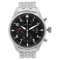 Used IWC Pilot Day-Date Steel Chrono Black Dial Automatic Men Watch IW377704