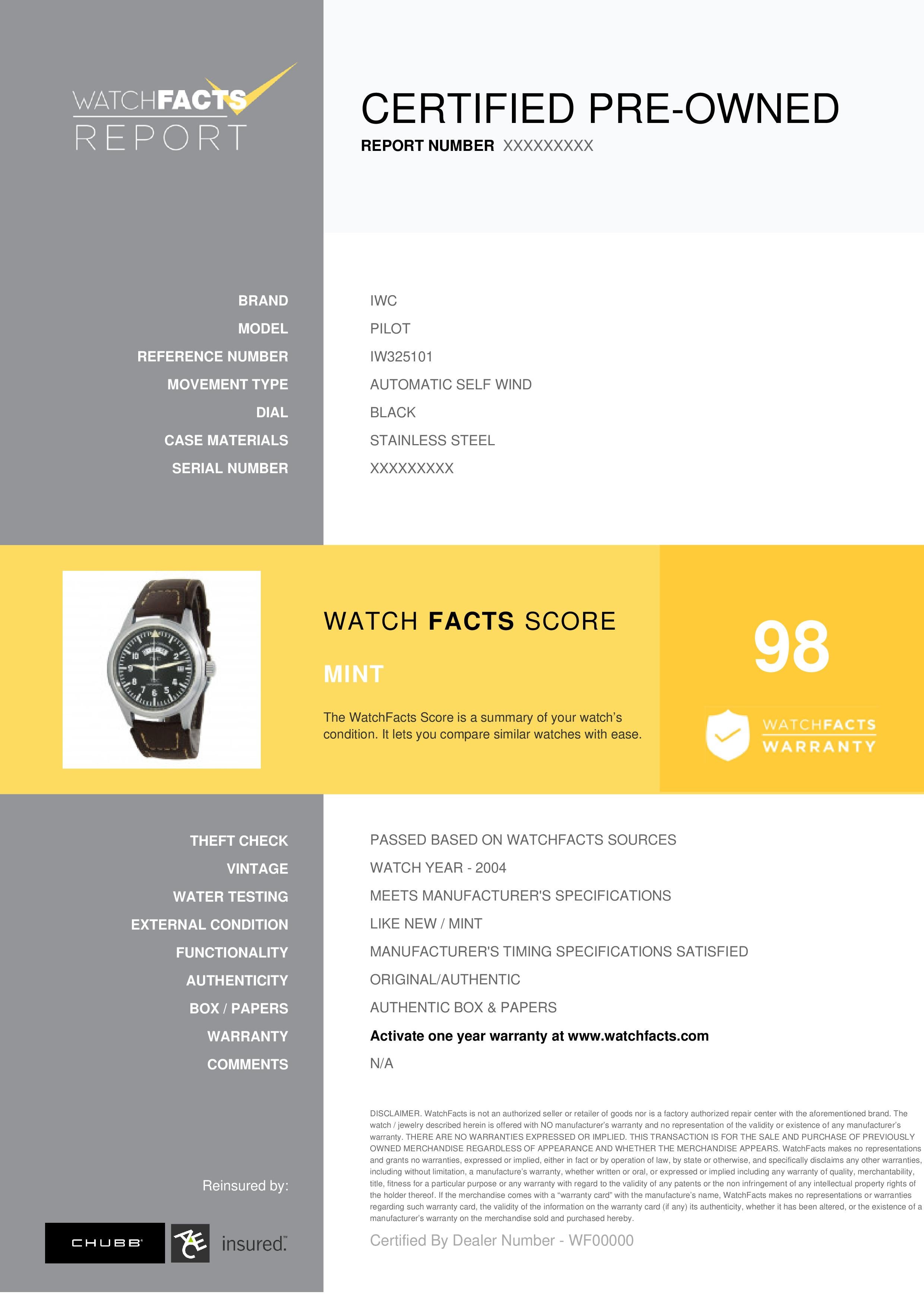 IWC Pilot IW325101, Black Dial, Certified and Warranty at 1stDibs