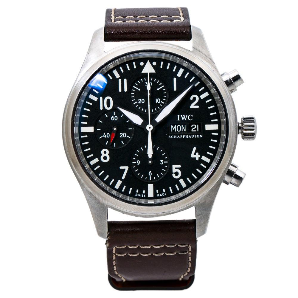 IWC Pilot IW377709 Day-Date Chronograph Black Dial Automatic Men
s Watch For Sale