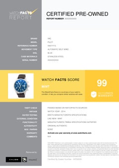IWC Pilot IW377714, Blue Dial, Certified and Warranty