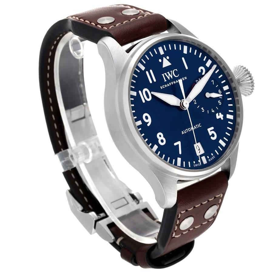 IWC Pilot Le Petit Prince Big Pilots Stahl-Herrenuhr IW501002 mit blauem Zifferblatt im Zustand „Hervorragend“ in Atlanta, GA