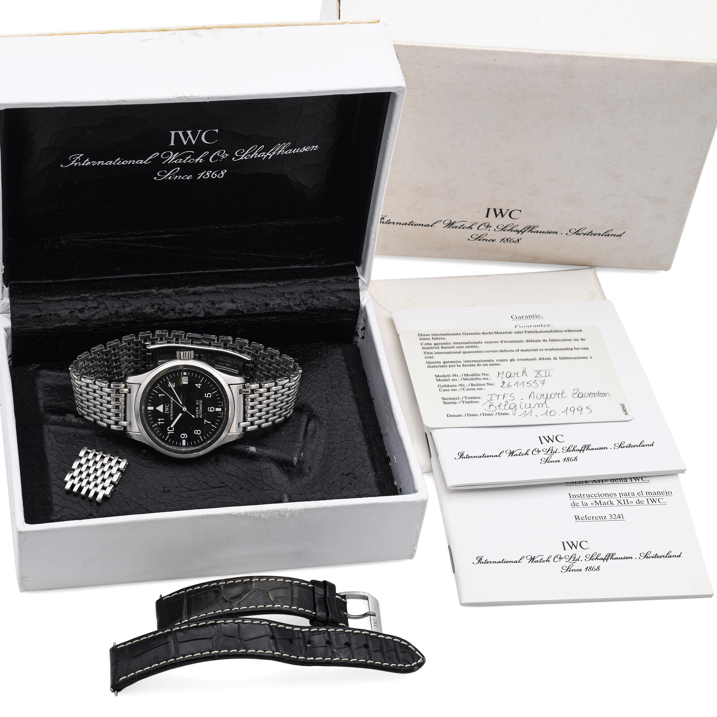 An exceptional example of understated sophistication, this IWC Pilot’s Watch Mark XII, reference 2611557, embodies the timeless appeal of classic pilot’s watch design paired with Swiss mechanical precision. Introduced in the 1990s, the Mark XII