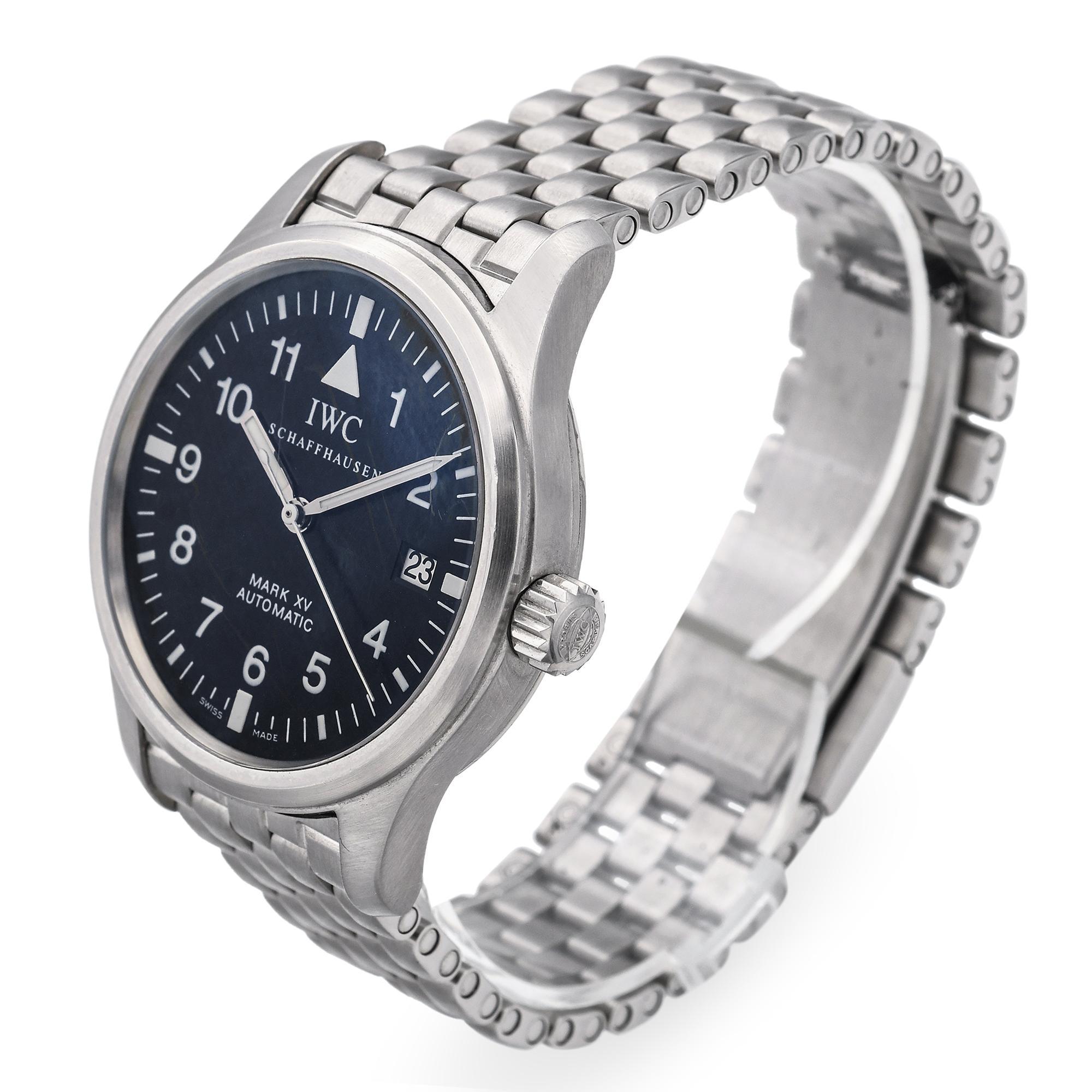 Reloj automático de caballero IWC Pilot Mark XV de acero inoxidable con fecha Ref. IW325302 en Bueno estado para la venta en New York, NY