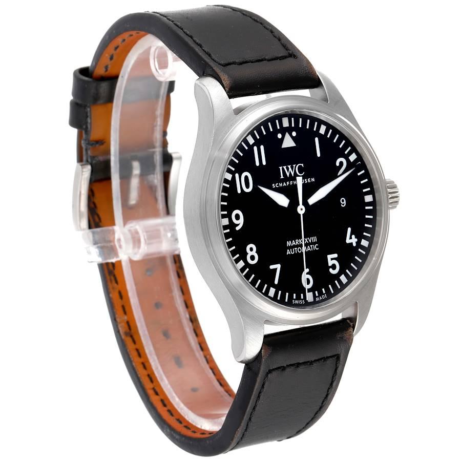IWC Pilot Mark XVIII Stahl-Herrenuhr mit schwarzem Zifferblatt IW327001 im Zustand „Hervorragend“ im Angebot in Atlanta, GA