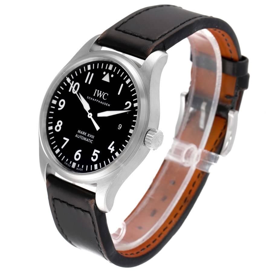 IWC Pilot Mark XVIII Stahl-Herrenuhr mit schwarzem Zifferblatt IW327001 im Angebot 1