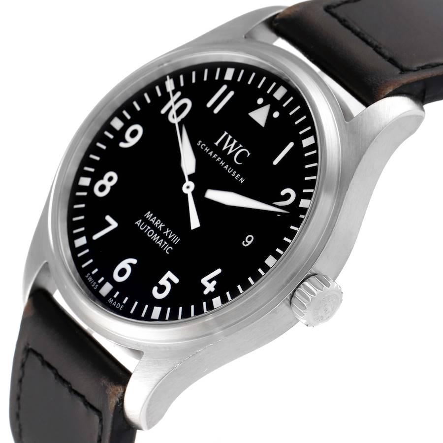 IWC Pilot Mark XVIII Stahl-Herrenuhr mit schwarzem Zifferblatt IW327001 im Angebot 2