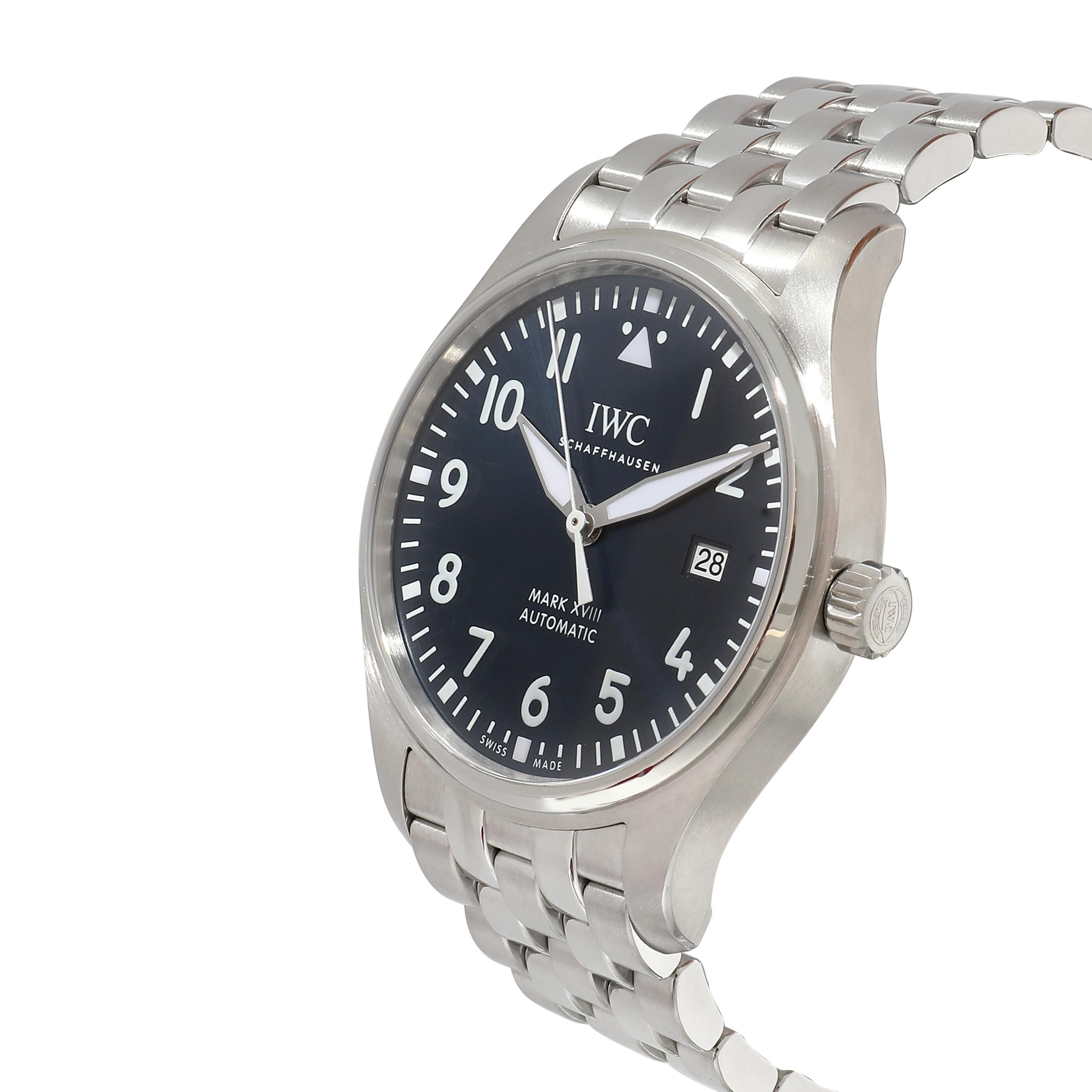 IWC Pilot Mark XVIII “Le Petit Prince” IW327014 Men's Watch in Stainless Steel In Excellent Condition For Sale In New York, NY