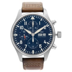 Used IWC Pilot Midnight Chronograph Blue Arabic Dial Men's Watch IW377714 Zoho Synced