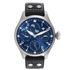 IWC Pilot Perpetual Calendar Blue Dial Steel Mens Watch IW503605 Box Card