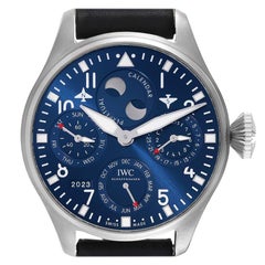 IWC Pilot Perpetual Calendar Blue Dial Steel Mens Watch IW503605 Box Card